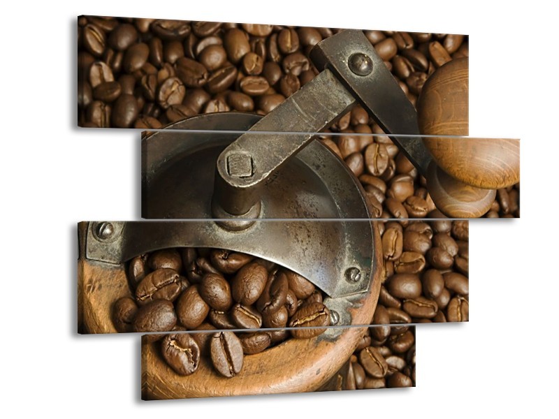 Canvas schilderij Koffie | Bruin | 115x85cm 4Luik