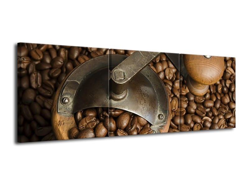 Canvas schilderij Koffie | Bruin | 120x40cm 3Luik