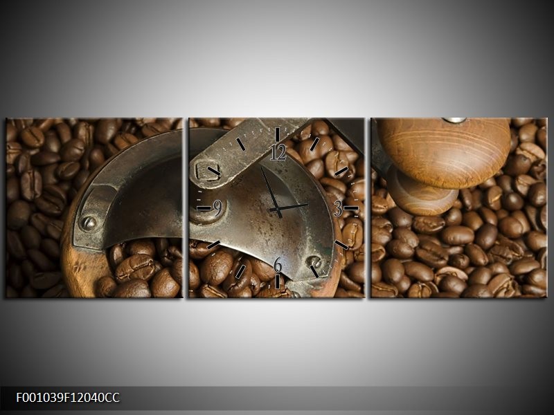 Klok schilderij Koffie | Bruin | 120x40cm 3Luik