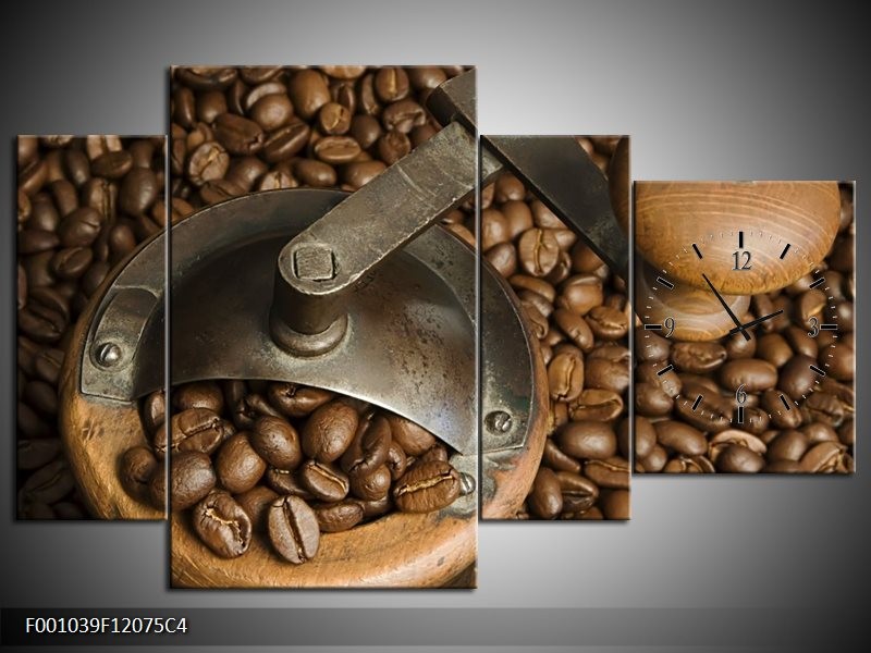 Klok schilderij Koffie | Bruin | 120x75cm 4Luik