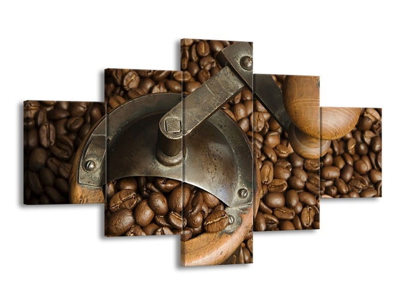 Canvas schilderij Koffie | Bruin | 125x70cm 5Luik