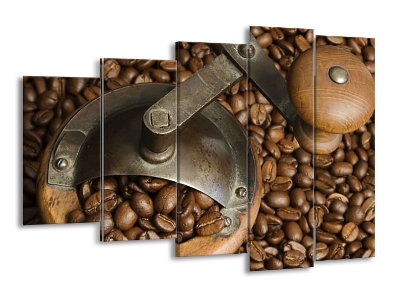 Canvas schilderij Koffie | Bruin | 150x100cm 5Luik