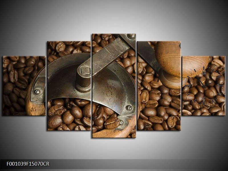 Klok schilderij Koffie | Bruin | 150x70cm 5Luik