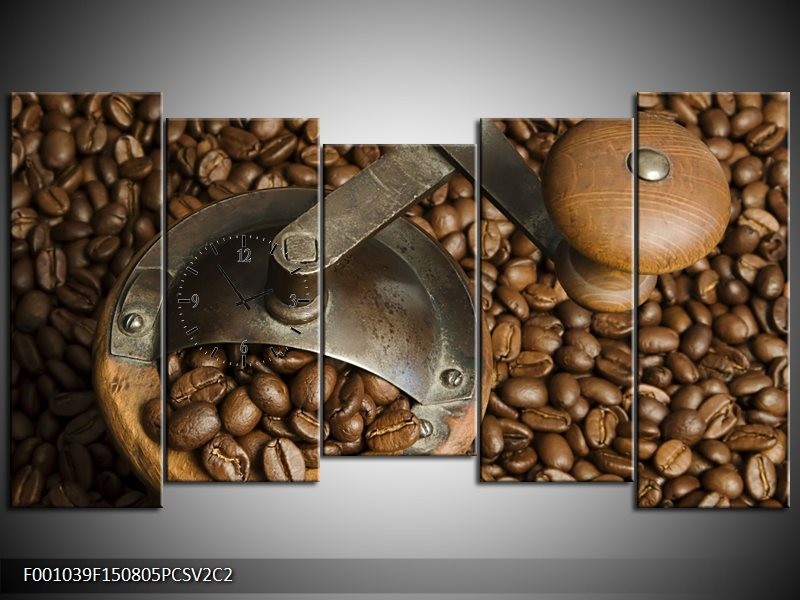 Klok schilderij Koffie | Bruin | 150x80cm 5Luik