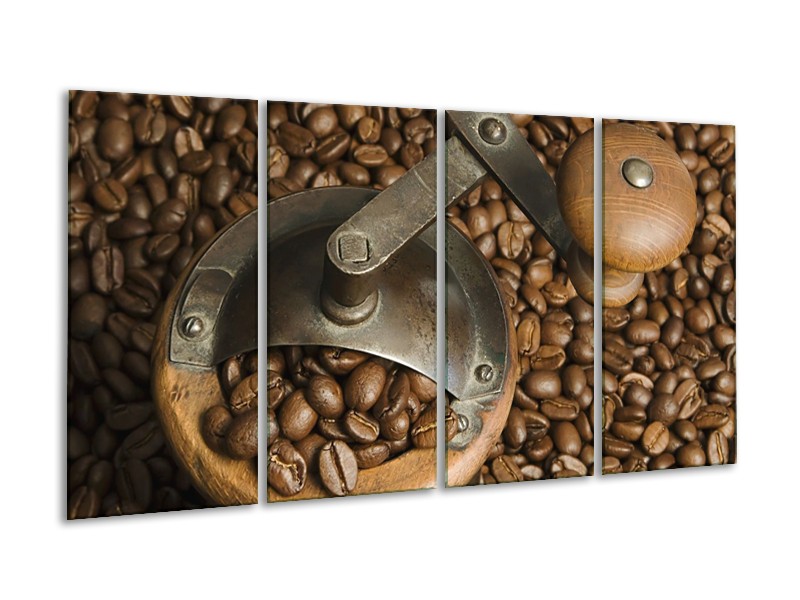 Canvas schilderij Koffie | Bruin | 160x80cm 4Luik