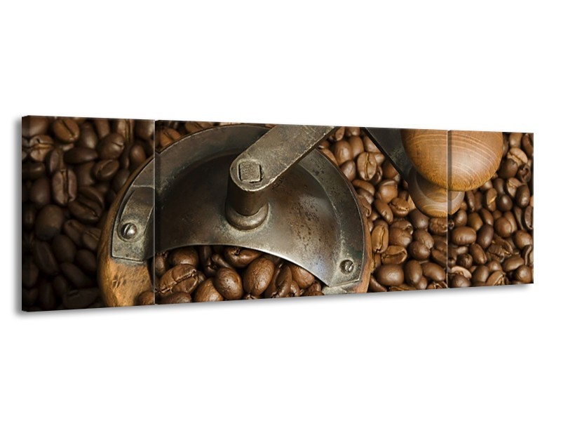 Canvas schilderij Koffie | Bruin | 170x50cm 3Luik