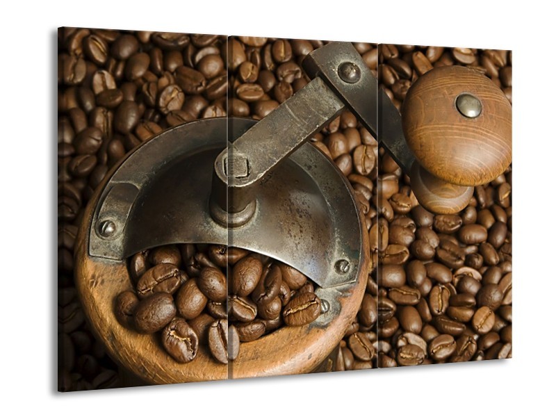 Canvas schilderij Koffie | Bruin | 90x60cm 3Luik