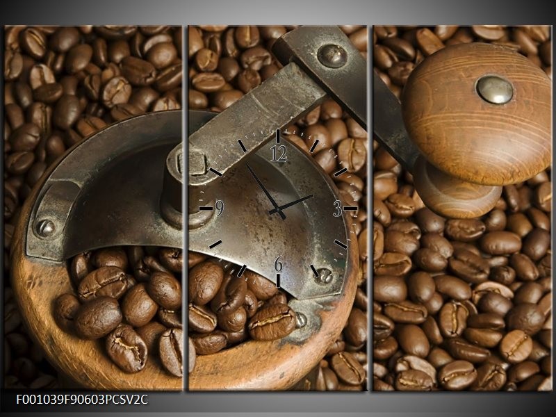 Klok schilderij Koffie | Bruin | 90x60cm 3Luik