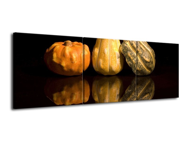 Canvas schilderij Groente | Geel, Oranje | 120x40cm 3Luik