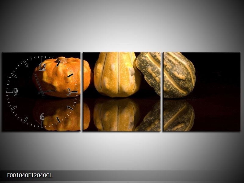 Klok schilderij Groente | Geel, Oranje | 120x40cm 3Luik
