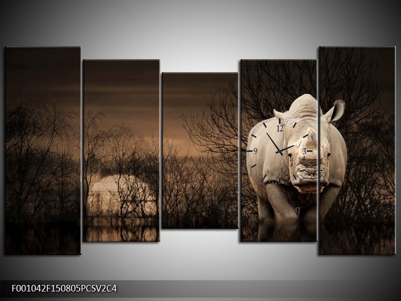 Klok schilderij Natuur | Grijs, Bruin | 150x80cm 5Luik