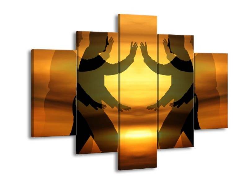 Canvas schilderij Mensen | Geel, Zwart | 150x105cm 5Luik