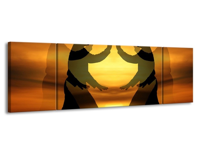 Canvas schilderij Mensen | Geel, Zwart | 170x50cm 3Luik