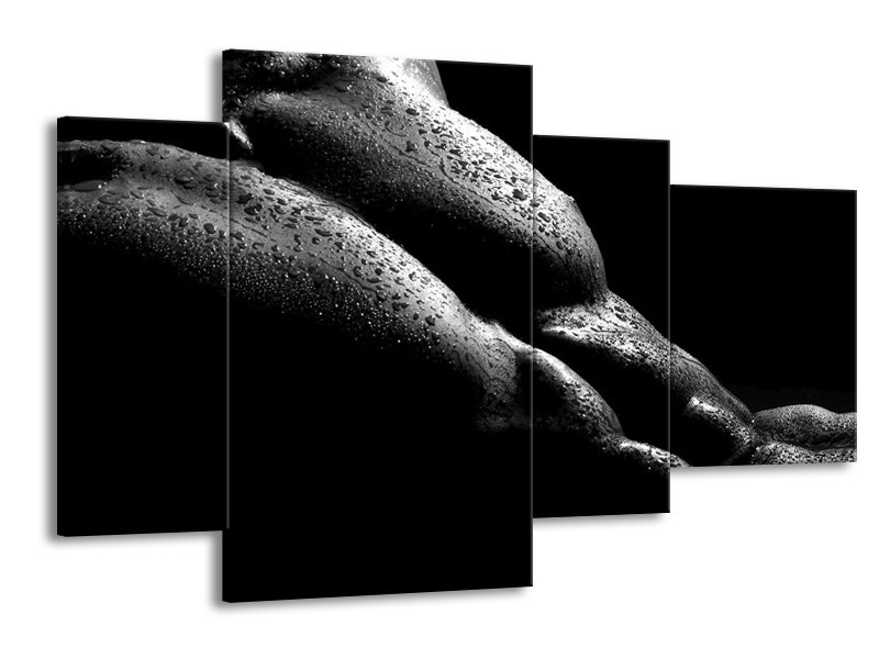 Canvas schilderij Lichaam | Grijs, Zwart | 120x75cm 4Luik
