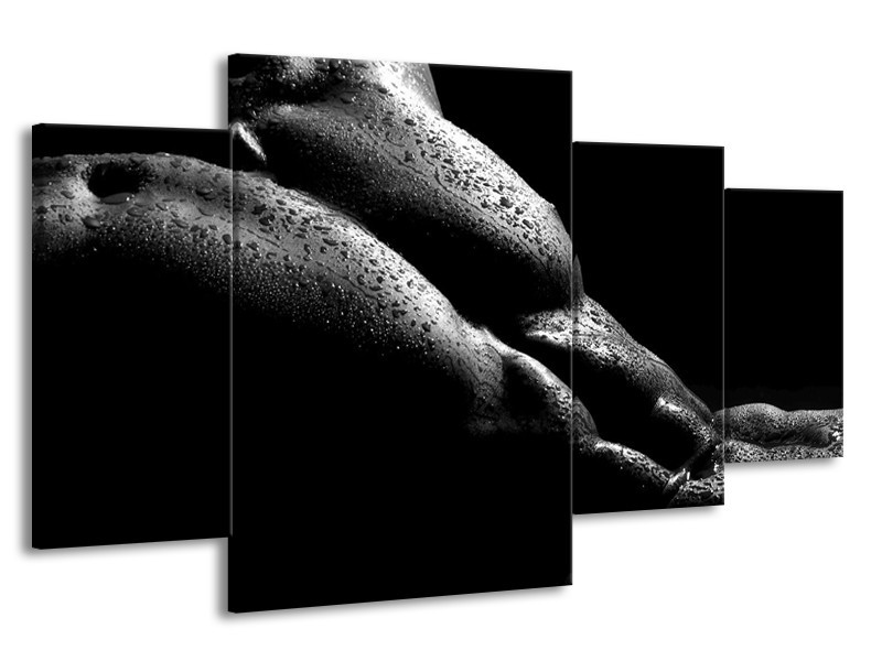 Canvas schilderij Lichaam | Grijs, Zwart | 160x90cm 4Luik