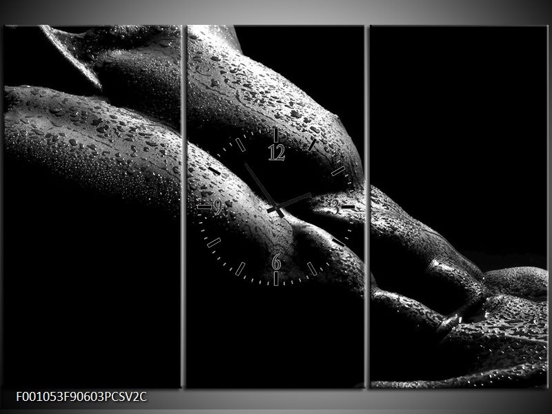 Klok schilderij Lichaam | Grijs, Zwart | 90x60cm 3Luik