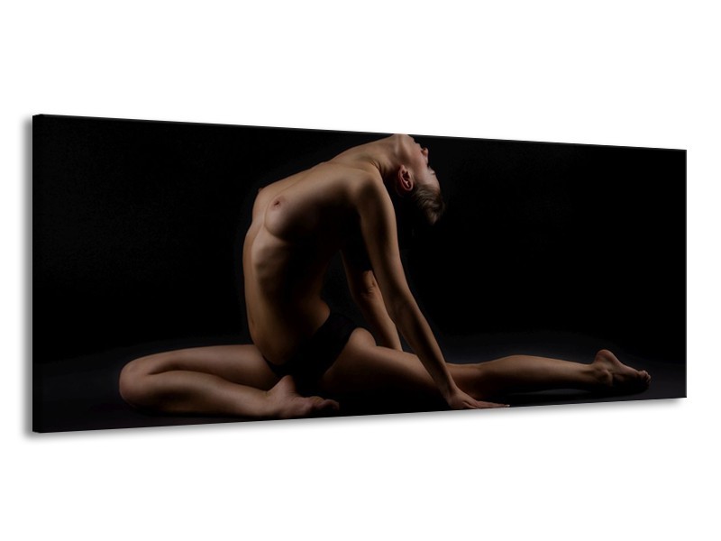Canvas schilderij Vrouw | Bruin, Zwart | 145x58cm 1Luik