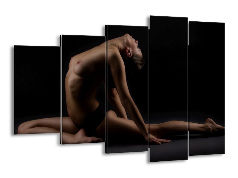 Glas schilderij Vrouw | Bruin, Zwart | 150x100cm 5Luik