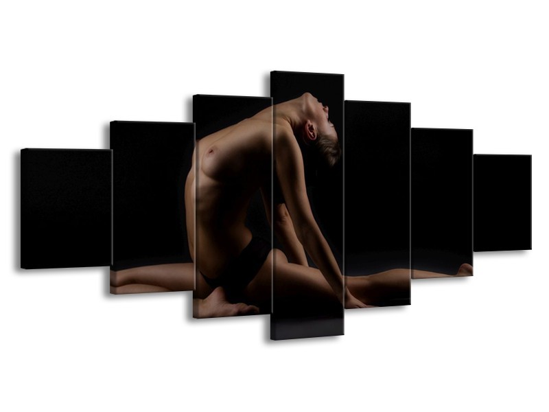 Canvas schilderij Vrouw | Bruin, Zwart | 210x100cm 7Luik