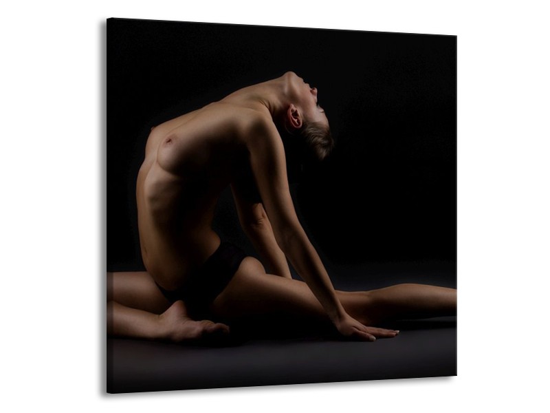 Canvas schilderij Vrouw | Bruin, Zwart | 70x70cm 1Luik