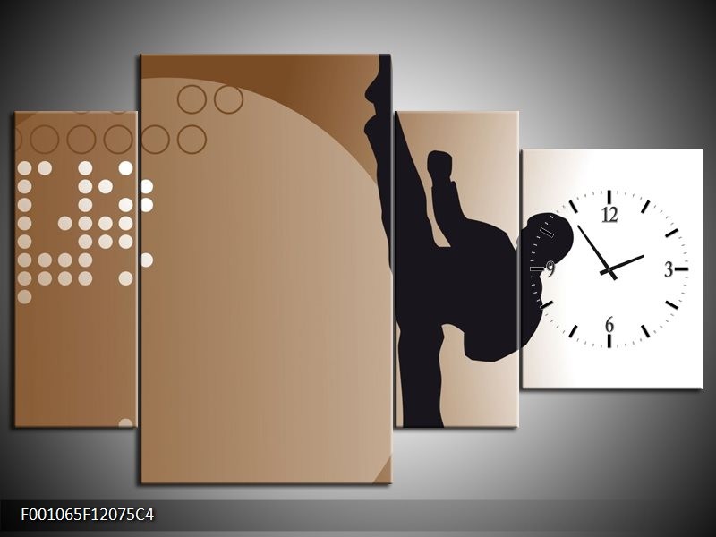 Klok schilderij Mensen | Bruin, Zwart | 120x75cm 4Luik