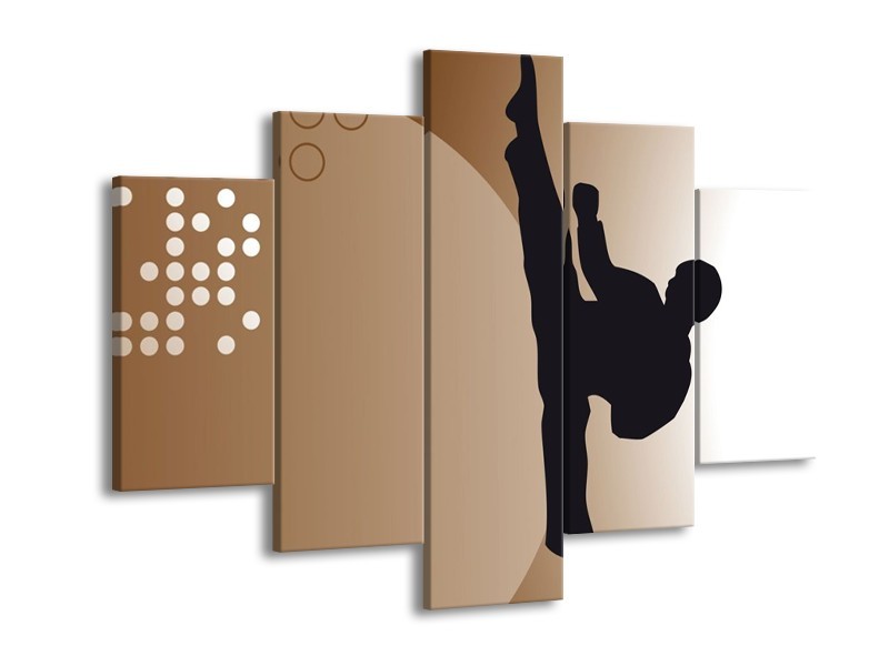 Canvas schilderij Mensen | Bruin, Zwart | 150x105cm 5Luik