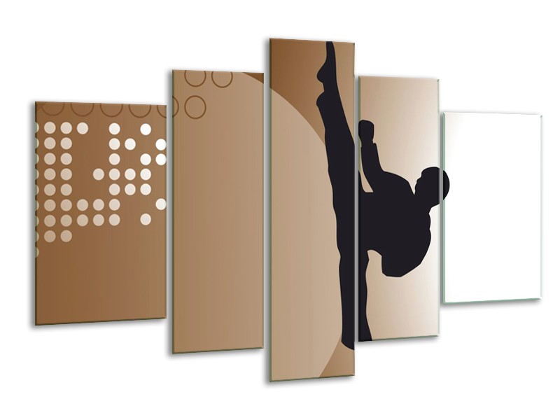 Canvas schilderij Mensen | Bruin, Zwart | 170x100cm 5Luik