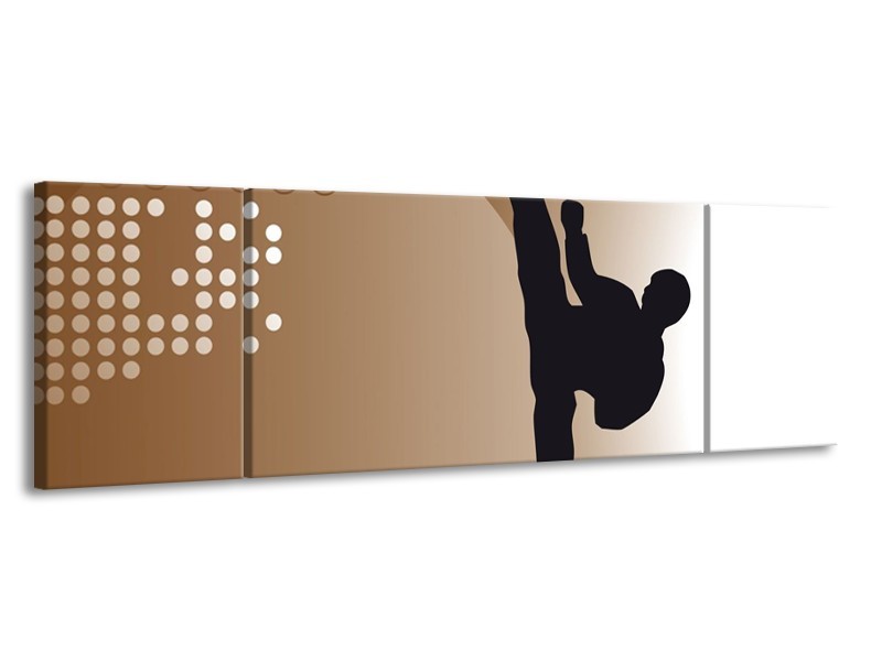 Canvas schilderij Mensen | Bruin, Zwart | 170x50cm 3Luik