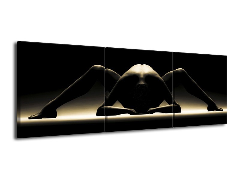 Canvas schilderij Lichaam | Zwart, Wit | 120x40cm 3Luik