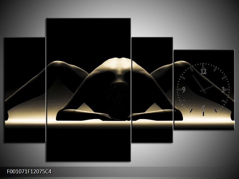 Klok schilderij Lichaam | Zwart, Wit | 120x75cm 4Luik