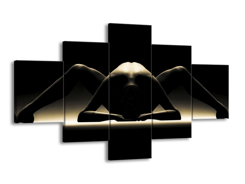 Canvas schilderij Lichaam | Zwart, Wit | 125x70cm 5Luik