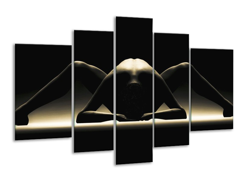 Canvas schilderij Lichaam | Zwart, Wit | 170x100cm 5Luik