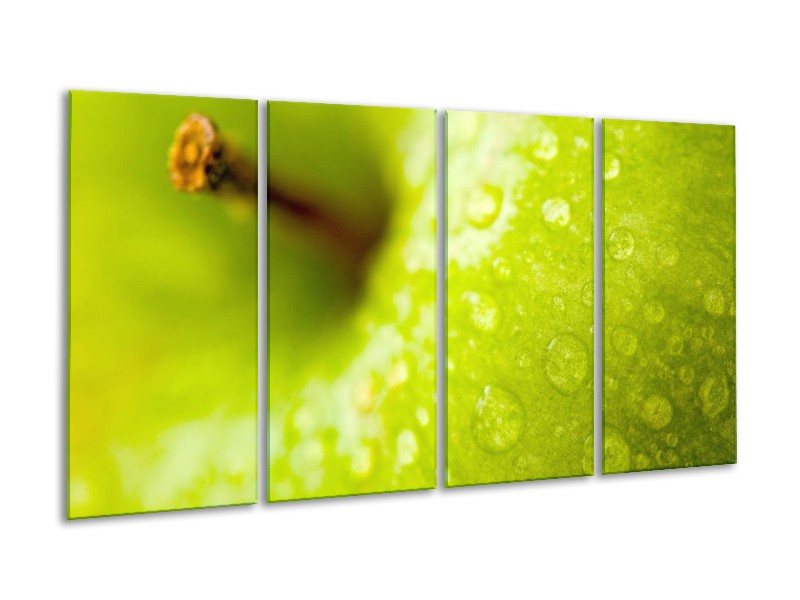 Canvas schilderij Appel | Groen | 160x80cm 4Luik