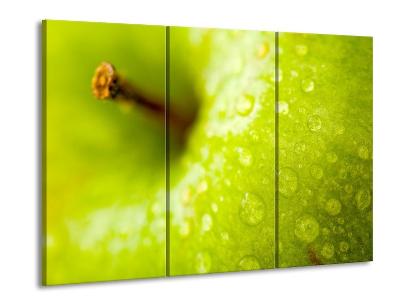 Canvas schilderij Appel | Groen | 90x60cm 3Luik