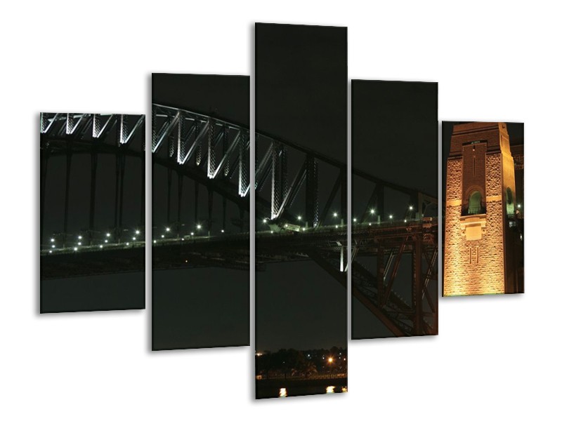 Glas schilderij Brug | Zwart, Geel, Wit | 100x70cm 5Luik