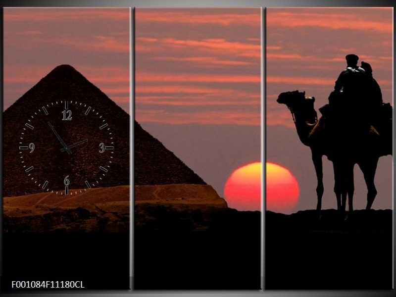 Klok schilderij Piramide | Rood, Zwart | 111x80cm 3Luik