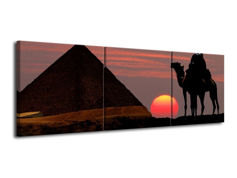 Canvas schilderij Piramide | Rood, Zwart | 120x40cm 3Luik