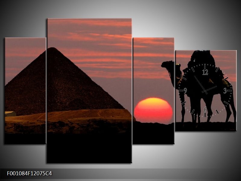 Klok schilderij Piramide | Rood, Zwart | 120x75cm 4Luik