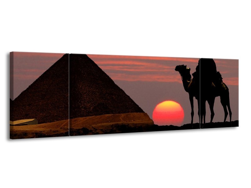 Canvas schilderij Piramide | Rood, Zwart | 170x50cm 3Luik