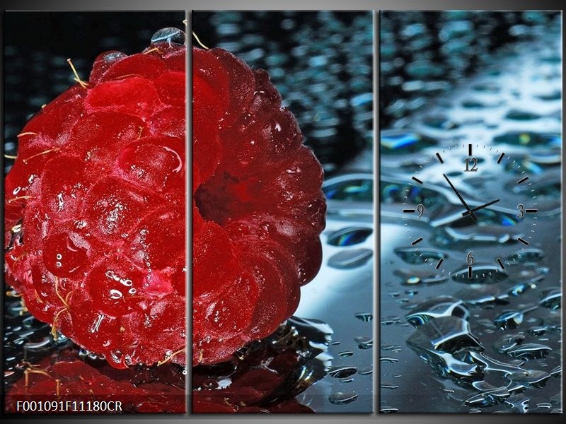 Klok schilderij Fruit | Rood, Grijs, Wit | 111x80cm 3Luik