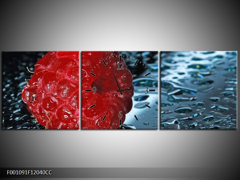 Klok schilderij Fruit | Rood, Grijs, Wit | 120x40cm 3Luik