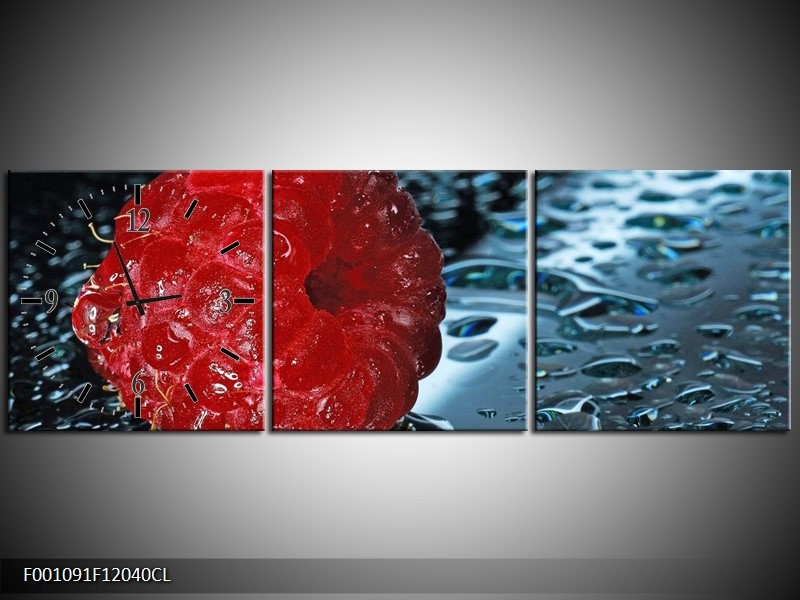 Klok schilderij Fruit | Rood, Grijs, Wit | 120x40cm 3Luik