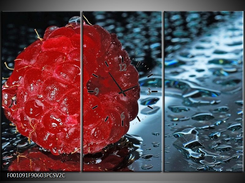 Klok schilderij Fruit | Rood, Grijs, Wit | 90x60cm 3Luik