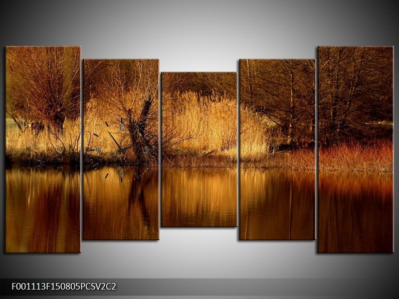 Klok schilderij landschap | Bruin, Wit | 150x80cm 5Luik