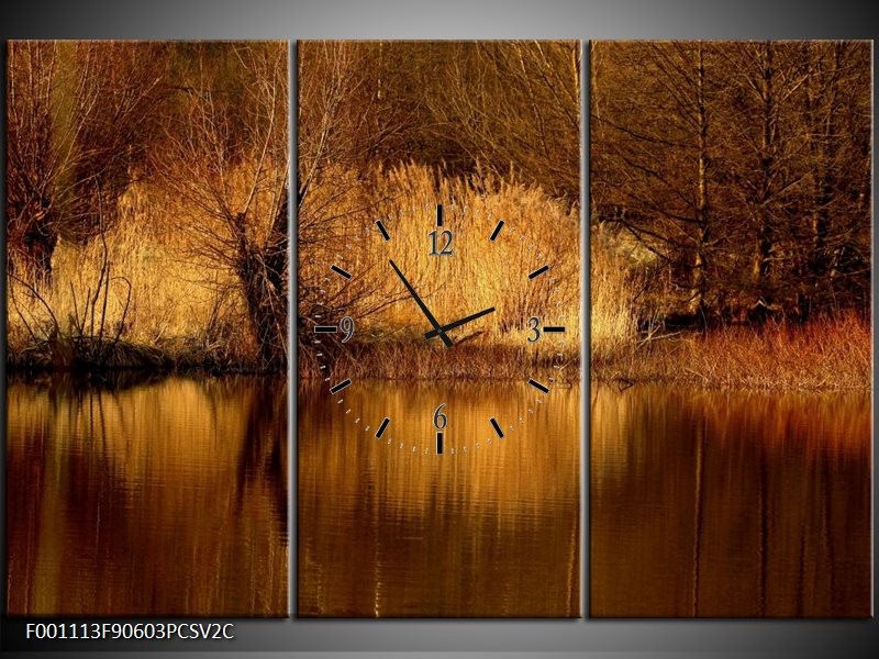 Klok schilderij landschap | Bruin, Wit | 90x60cm 3Luik
