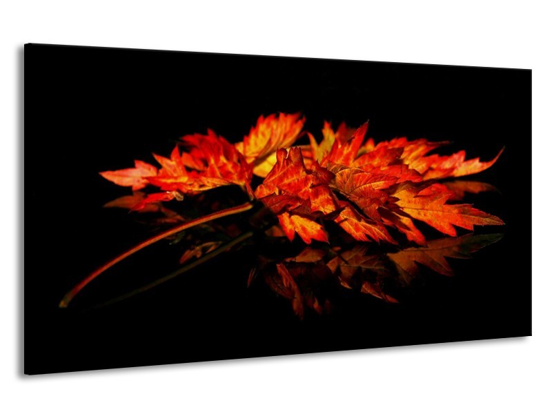 Canvas schilderij Herfstblad | Rood, Zwart, Oranje | 190x100cm 1Luik