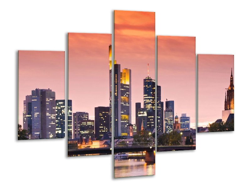 Glas schilderij Gebouw | Paars, Zwart | 100x70cm 5Luik