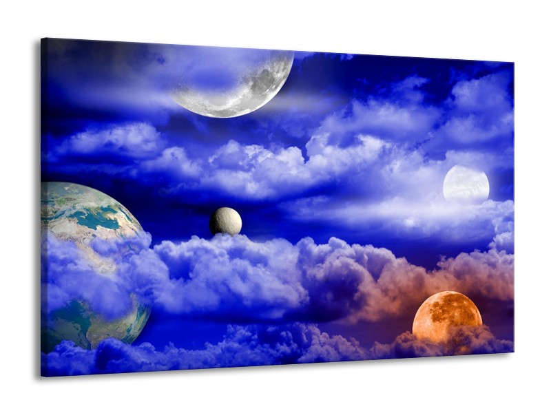 Canvas schilderij Planeet | Blauw, Wit | 140x90cm 1Luik