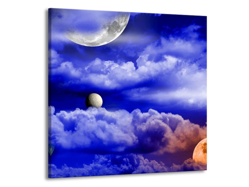 Canvas schilderij Planeet | Blauw, Wit | 70x70cm 1Luik