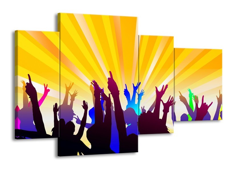 Canvas schilderij Muziek | Geel, Paars, Wit | 120x75cm 4Luik